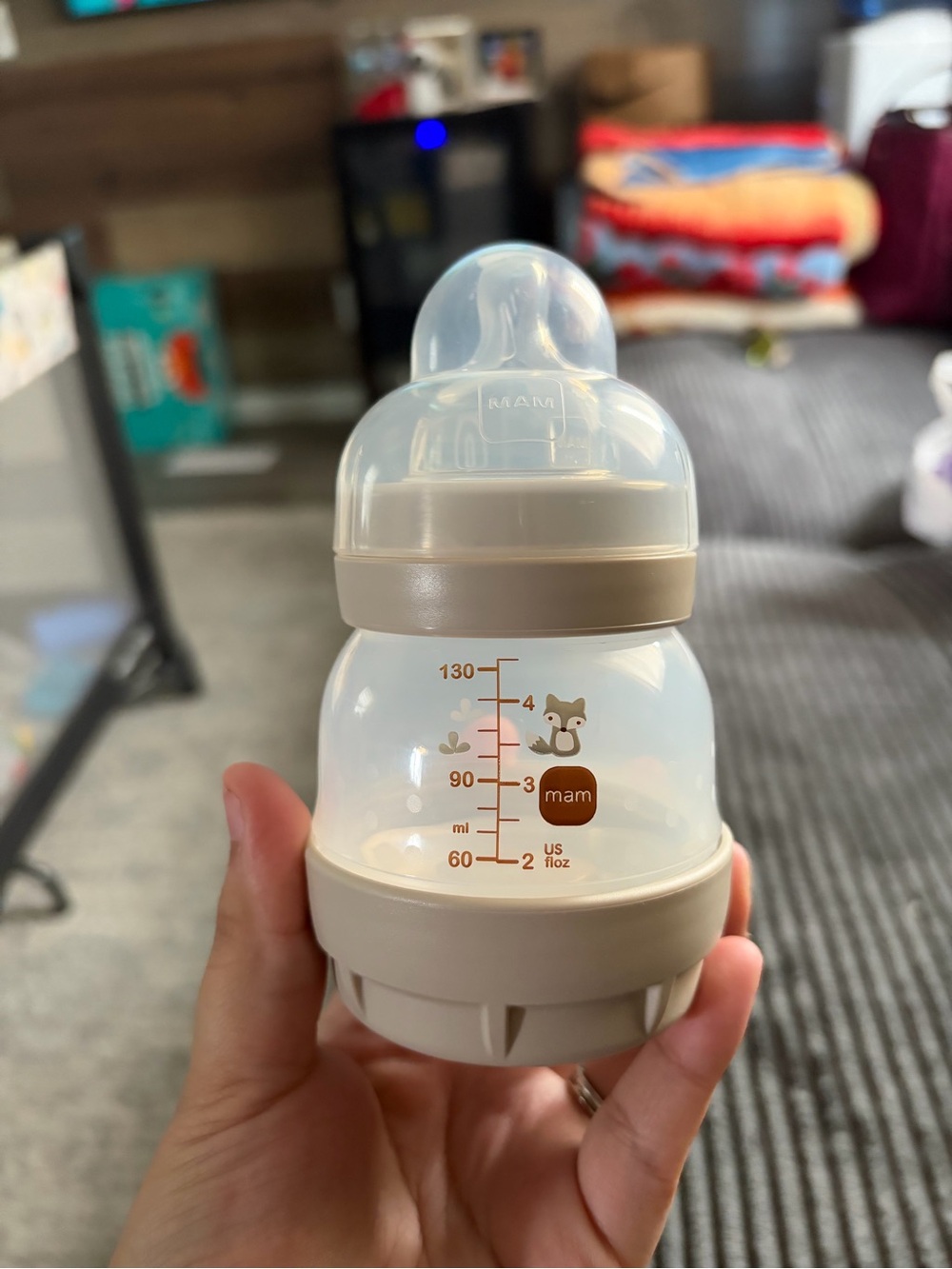 MAM Beige Baby Bottle with Fox Design - 130ml